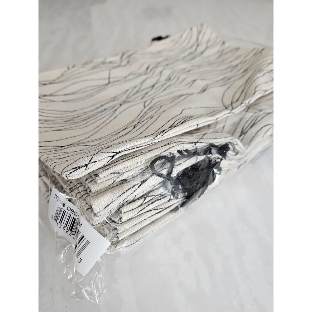 Beige and Black Drawstring Pouch Set Of 20 Large Size